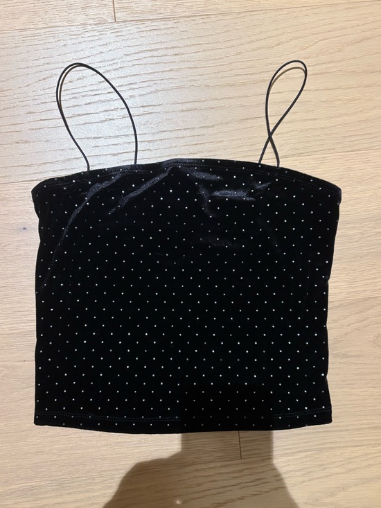Dynamite Tops - Dynamite Black Velvet Tank Too with Rhinestone Dots - Women